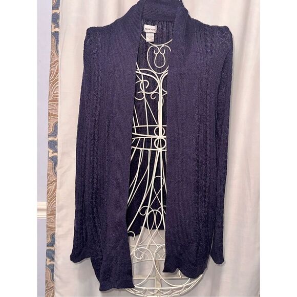GREAT CONDITION Chicos Women's Ribbed Open Cardigan Blue size 3 (large) sweater/ - Picture 1 of 7
